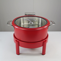 Chauffe-plat professionnel en acier inoxydable 304 pour buffet, avec couvercle hydraulique et bassin en céramique martelé