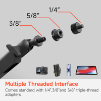 Support de microphone rotatif à 360° AUKI, profil bas, bras réglable en alliage d'aluminium, gestion des câbles dissimulée