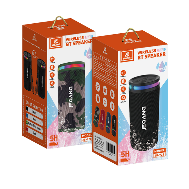 Jeqang JB-728 BT RGB Stereo Sound Boombox IP65 Waterproof with 10-15h Battery Life and Handle for Home and Outdoor Use