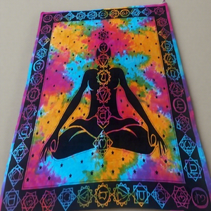Nuevas sábanas/tapices de pared de algodón tejido con estampado de 7 chakras en varios colores, lavables, al por mayor desde India - Product Image 1