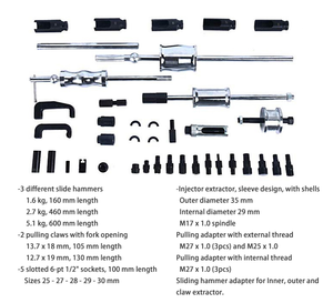 40pcs <span class=keywords><strong>Extracteur</strong></span> d'<span class=keywords><strong>injecteur</strong></span> de pulvérisation diesel avec adaptateur Common Rail Marteau coulissant Outils de réparation de véhicules - Product Image 2