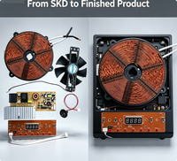 Kit complet de pièces SKD pour cuisinière à induction : Bobine, ventilateur, carte mère, panneau de commande, capteurs pour assemblage DIY et réparation d'appareils