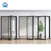 Portes pliantes de balcon en alliage d'aluminium à rupture de pont thermique, étanches, pour villa moderne extérieure, avec décoration finie, porte en verre pliable