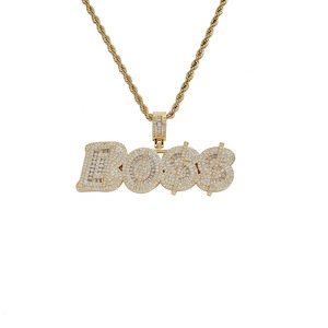 Colgante con letra, colgante estilo hip hop con circonita, collar con letra del dólar estadounidense. - Product Image 1