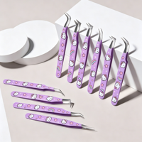 Pinces à cils en fibre de haute qualité personnalisables gratuites, courbées et droites, pour isolation et volume, pour extensions de cils