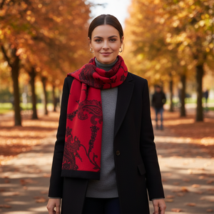 Écharpe Double Face Imprimée Motif Rouge Noir - Product Image 3