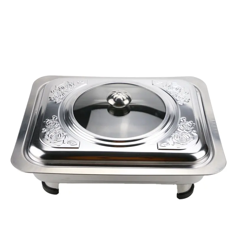 Stainless steel hotel food warmer buffet chafing dish food warmer with Flower Printing