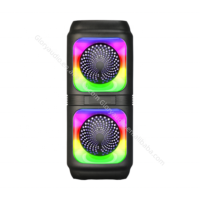 High Quality Dual 4 Inch RGB LED Portable Wireless Plastic Speakers Battery Operated Mini Modern Audio System USB AUX Parties