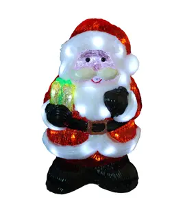 Lampu Dekorasi LED Luar Ruangan, 37CM Pola Santa Claus Bentuk Akrilik 3D Liburan Led Lampu Natal