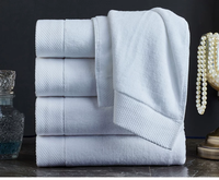 Serviettes épaisses 100% coton, bordure satinée platine, serviette de toilette pour hôtel, logo brodé personnalisé