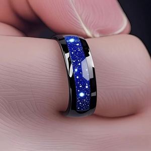 Tryme Anello in Acciaio Inossidabile 8MM da Uomo, Anello con Stelle, Regalo di <span class=keywords><strong>San</strong></span> <span class=keywords><strong>Valentino</strong></span> per <span class=keywords><strong>Marito</strong></span> - Product Image 2