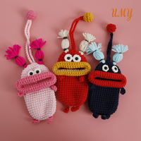 Porte-brillant à lèvres tricoté pour voiture, mignon, Animal, porte-clés, sac de sécurité, Crochet, porte-clés, étui