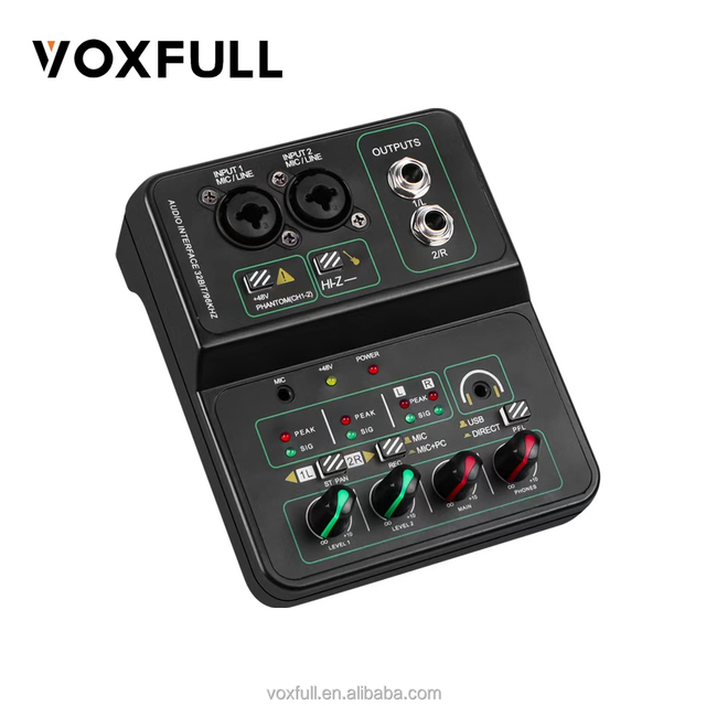 VOXFULL STUDIO2 32Bit 96kHz USB Audio Interface 2 Channel with 48V Phantom Power Hi-Z Input for Podcast Recording Guitar