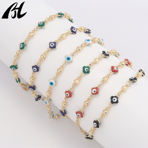 A351 Nieuwe Aanwinst 14 karaats verguld gouden armband met vierkante vorm, 'Evil <span class=keywords><strong>Eye</strong></span>'-motief en zorgvuldig geselecteerde cadeau-artikelen - Product Image 6