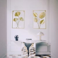 Décoration murale abstraite de haute qualité en gros d'usine, art mural moderne coloré de luxe pour chambre d'hôtel, décoration murale en métal en forme de feuille d'arbre
