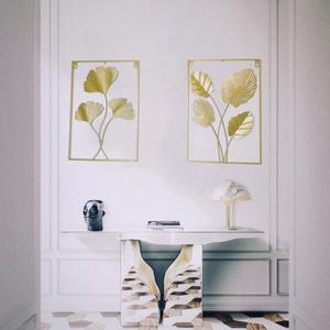 Décoration murale abstraite <span class=keywords><strong>de</strong></span> haute qualité en gros d'usine, art mural moderne coloré <span class=keywords><strong>de</strong></span> luxe pour chambre d'hôtel, décoration murale en métal en forme <span class=keywords><strong>de</strong></span> <span class=keywords><strong>feuille</strong></span> d'arbre - Product Image 2