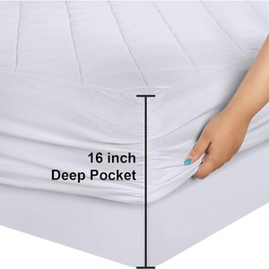 Microfiber Stof Zacht Ademend Beschermer Effen Kleur Waterdicht <span class=keywords><strong>Bed</strong></span> Gewatteerd Matras Voor Thuis - Product Image 5