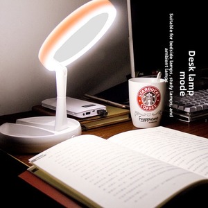 Double Sided Round Desktop Makeup <b>Mirror</b> Foldable LED Lighted <b>Plastic</b> Vanity <b>Mirror</b> with Cosmetic Storage Base Silver - Product Image 5
