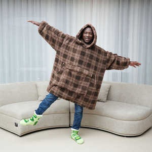 Bán Buôn Tùy Chỉnh Ấm Ấm Cúng Quá Khổ Sang Trọng <span class=keywords><strong>Flannel</strong></span> Sherpa Chăn Lớn Đội Mũ Trùm Đầu Áo Chăn Áo Cho Người Lớn - Product Image 2