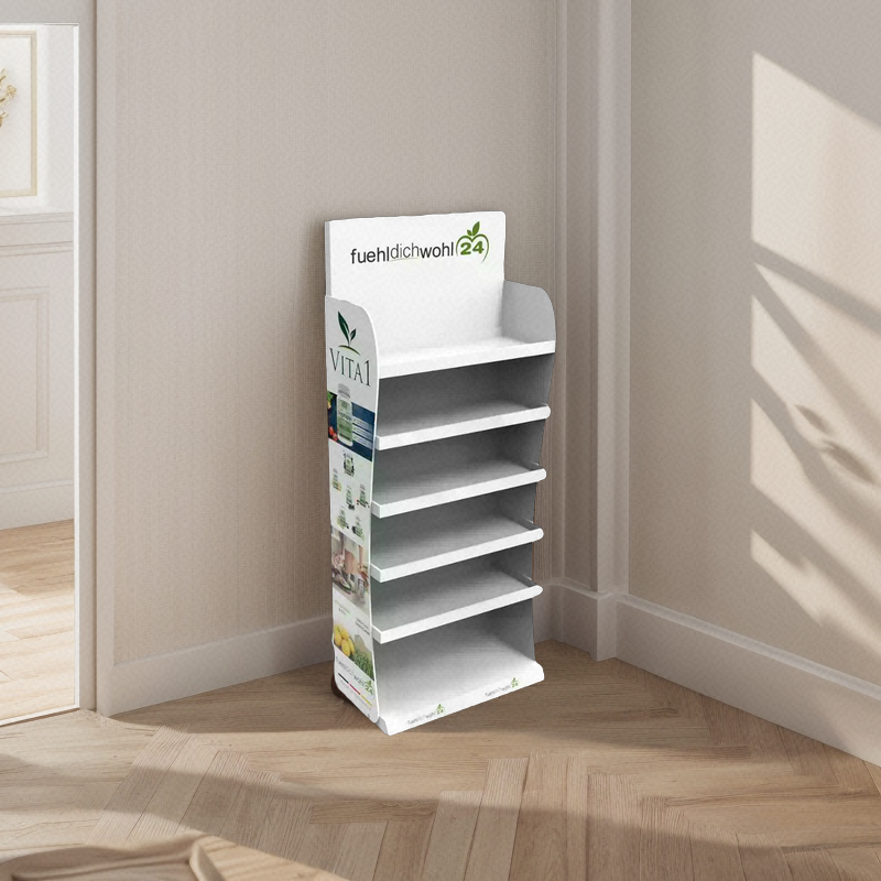 Customized 6-Layer Wooden Display Racks for Pharmacy and Supermarket Use for Health Care Products Carton Box Painting — view 2