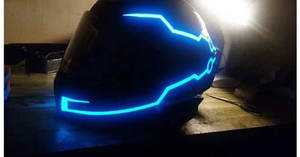 Kit de conduite nocturne pour casque de <span class=keywords><strong>moto</strong></span>, bande lumineuse LED étanche à lumière froide, 4 lumières d'avertissement orange clignotantes, <span class=keywords><strong>autocollant</strong></span> EL avant pour vélo - Product Image 6