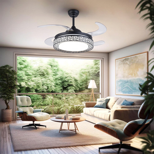 <b>Indoor</b> <b>Light</b> Fixture with Ceiling Fan 220v Black White Colour Regularly Timeable Led Rotating Caged Ceiling Fans for Home Room - Product Image 4