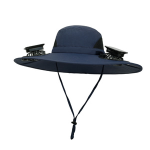 Chapeau de <span class=keywords><strong>soleil</strong></span> à énergie solaire avec ventilateur intégré, protection solaire extérieure, large bord, style pêcheur, unisexe, respirant, réglable, en nylon rayé, idéal pour l'été - Product Image 5
