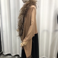 Nouveau Style femmes cachemire châle plume d'autruche mode hiver Capes couleur unie dame ponchos avec glands