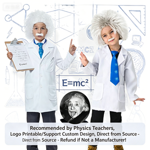 Disfraz de Científico Loco Albert Einstein para Niños, Bata de Laboratorio Imprimible, Disfraz para Fiesta de Ciencia de Halloween, Juego de Roles, Actuación Escolar - Product Image 1
