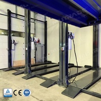 Système de stationnement vertical pour voitures à 3 niveaux, élévateur de stationnement hydraulique triple de 2500 kg à quatre poteaux avec verrouillage dynamique