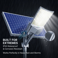 Lampe solaire LED de jardin en aluminium 200W avec télécommande, étanche IP66, éclairage grand angle trois côtés, batterie lithium-ion, garantie 3 ans