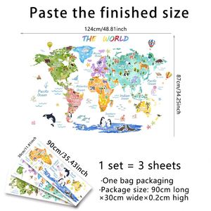 Adhesivo Decorativo de Pared con Mapa del Mundo de Animales de Dibujos Animados para Habitación Infantil, Sala de Estar, Dormitorio Infantil, Papel Tapiz Decorativo de PVC - Product Image 6