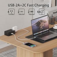 Stop Kontak Meja Lepas Pasang ETL 4 AC dengan Port USB PD 20W Tipe-C 12A Pelindung Lonjakan Arus untuk Rumah Kantor Meja Laptop