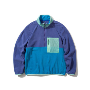 Healy <b>Men</b> Color Block Half Zip Fleece <b>Pullover</b> Stand Collar Windproof Polar Fleece <b>Jacket</b> Zipper Chest Pocket Outdoor Hiking - Product Image 3