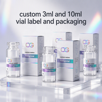 Autocollants holographiques personnalisés imperméables VS-389, impression couleur, étiquettes adhésives pour flacons de peptides, pour contenants en verre miniatures de 3 ml, 5 ml, 10 ml