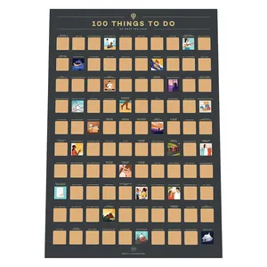 Scratch-off poster 100 kova listesi yapmak için şeyler Scratch Poster fabrika özel doğrudan baskı