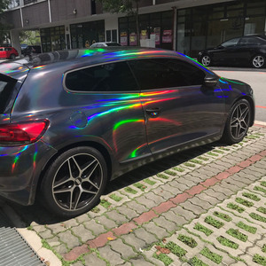Stiker Mobil Hitam Krom Holografik Vinyl Wrap Pelapis Pelangi Laser Vinyl Film Bebas Gelembung Garansi 3 Tahun - Product Image 3