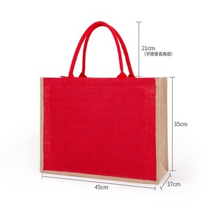 Sacs fourre-tout publicitaires en jute écologiques, personnalisables, de grande taille, couleur unie, avec logo personnalisé, sac de plage polyvalent, sac de shopping - Product Image 4