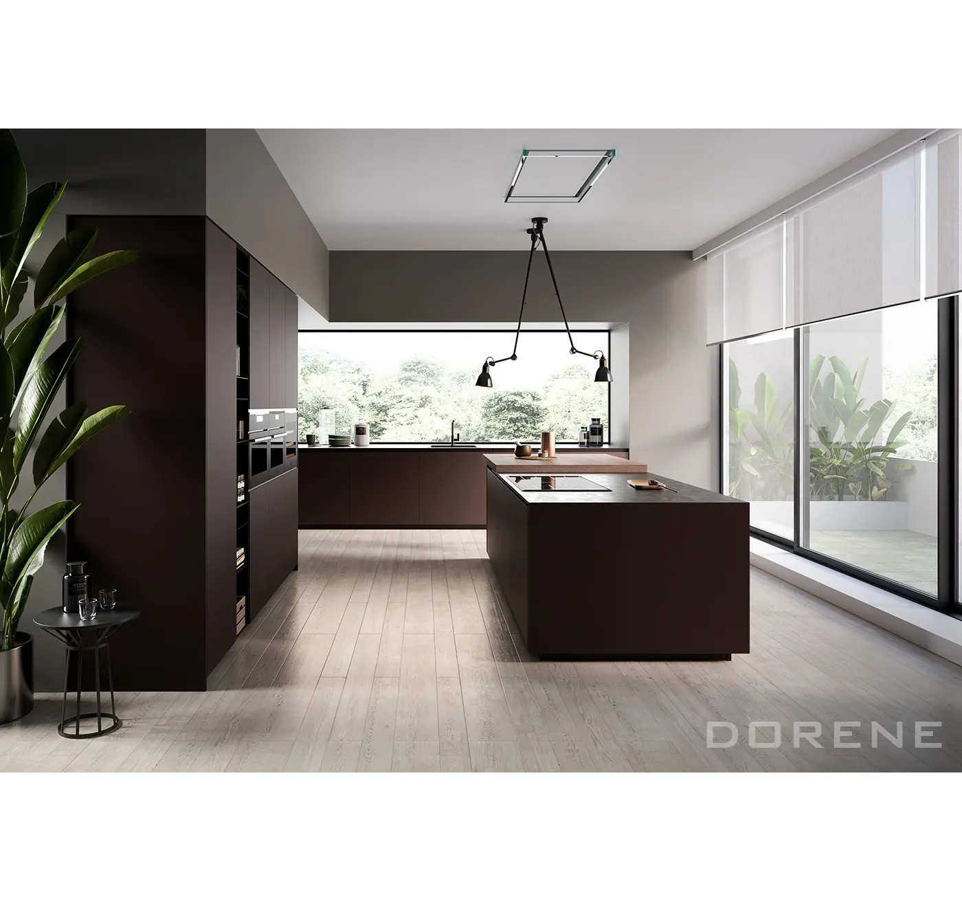 2024 Dorene Modern Design High End wasserdichte U-förmige Küchen schränke mit Wandbehang und Insel
