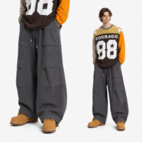 Jean baggy pour homme à jambe large, taille à cordon, poches cargo, coupe ample, style streetwear, gris