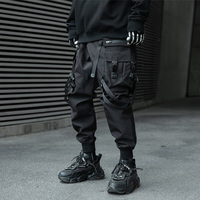 Pantalon de survêtement fonctionnel coupe slim, taille mi-haute, coupe droite, coupe-vent, style urbain, pour homme, tendance, pour le printemps et l'automne