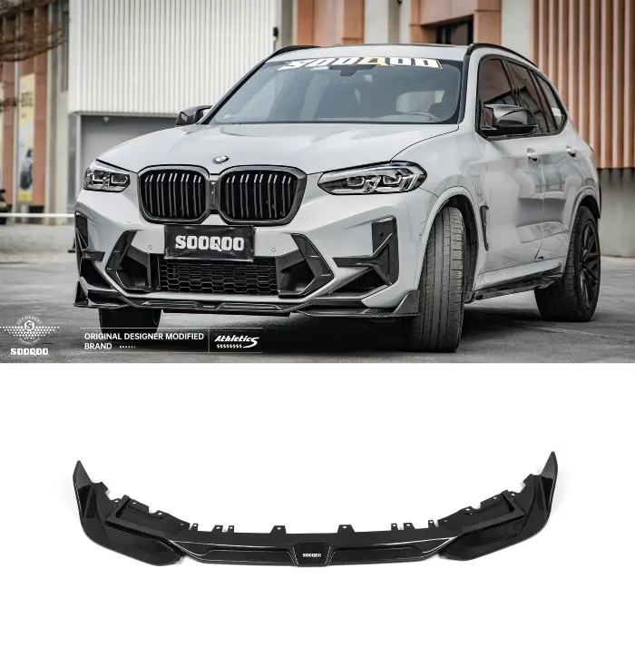 Pour BMW X3M Lèvre en carbone Style SQ Lèvre avant X3M F97 Lèvre de pare-chocs avant en carbone sec en fibre de carbone pour BMW X3M F97 F97 LCI 2022-IN