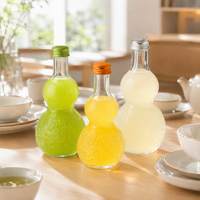 Offre Spéciale – Bouteilles en Verre Transparent en Forme de Gourde 250ml, 350ml, 500ml – Bouteilles Rechargeables pour Jus, Boissons, Café et Thé Infusé à Froid