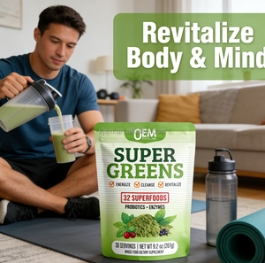Super Greens y Probióticos en Polvo para la Salud Intestinal, Energía y Desintoxicación |   Fórmula Todo en Uno OEM/ODM con Enzimas, Fábrica con Certificación GMP - Product Image 3