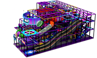 Structures d'escalade pour enfants, jeux de terrain de jeu intérieur, labyrinthe multi-niveaux, équipement de terrain de jeu intérieur avec toboggans
