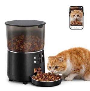 Distributeur automatique de nourriture pour animaux de compagnie intelligent en plastique solide moderne de 4 L avec caméra, application Tuya pour petits chiens de tous âges - Product Image 3
