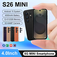 Teléfono S26 Mini Ultra Android 15 Desbloqueado 5G, Pantalla HD de 4 Pulgadas y 90Hz, Deca Core MTK 62XX, 16GB, 1TB, Cámara Dual IA de 108MP, Batería de 4000mAh, Reconocimiento Facial