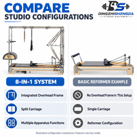 Machine multifonctionnelle de studio Pilates Reformer en bois d'érable 8-en-1 avec chaise, échelle, baril, correcteur de colonne vertébrale et tour pour le corps et le yoga
