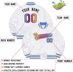Veste de baseball universitaire décontractée pour hommes en couleurs arc-en-ciel col montant pour les activités de plein air du printemps broderie OEM personnalisée - Product Image 2