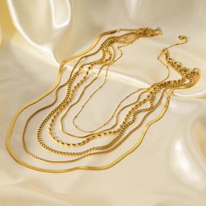 Cadena de collar chapada en oro de 18k, cadena de acero inoxidable tipo serpiente, accesorios de joyería para manualidades, 20mm de longitud - Product Image 4